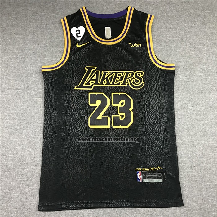 Camiseta Los Angeles Lakers Lebron James NO 23 Ciudad 2020-21 Negro